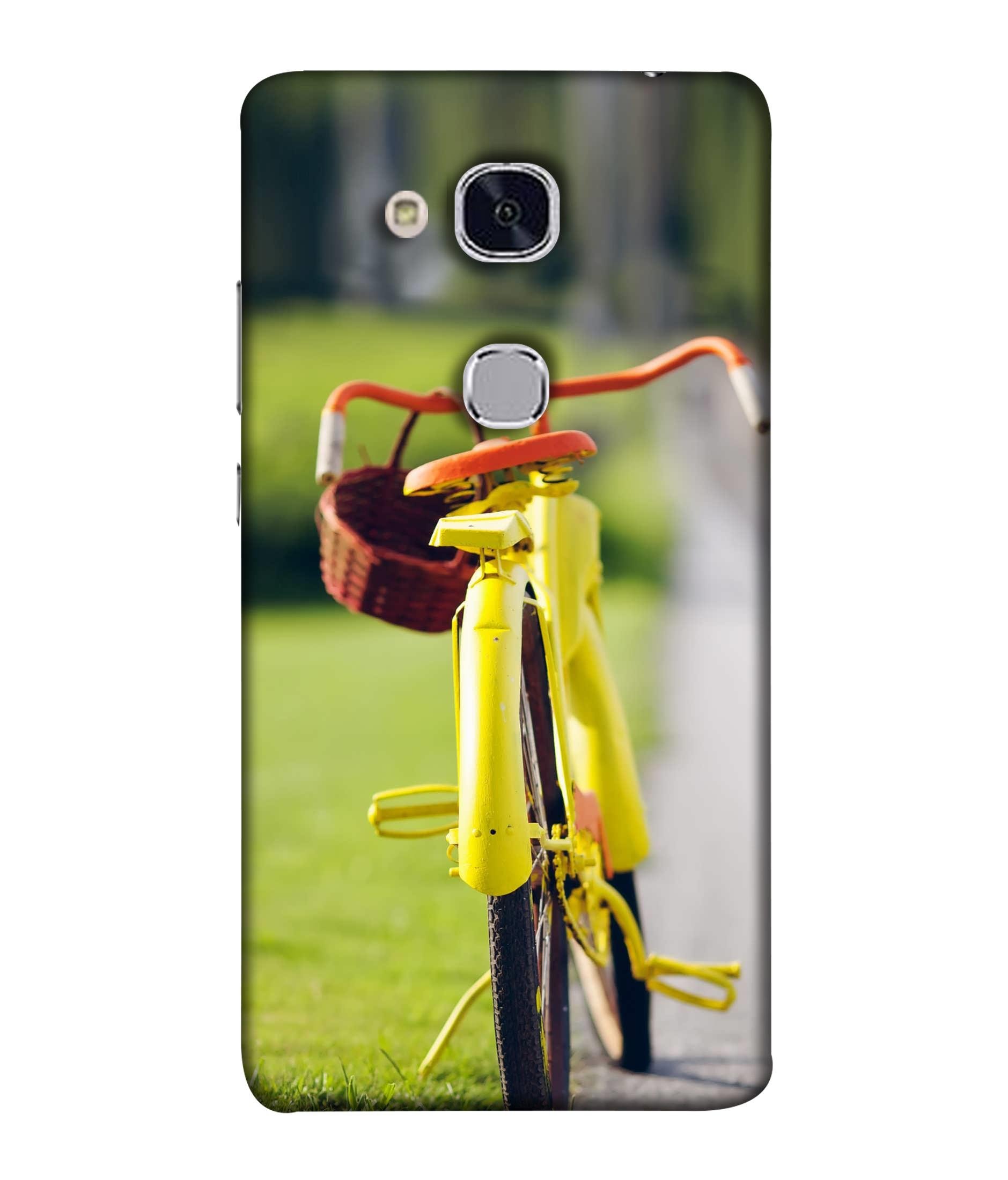Printvisa Designer Back Cover for Huawei Honor 5C, Huawei Honor 7 Lite, Huawei Honor 5C Gt3 (Cycle Carrybag Yellow Ride Nature Green Grass Beautiful Environment)