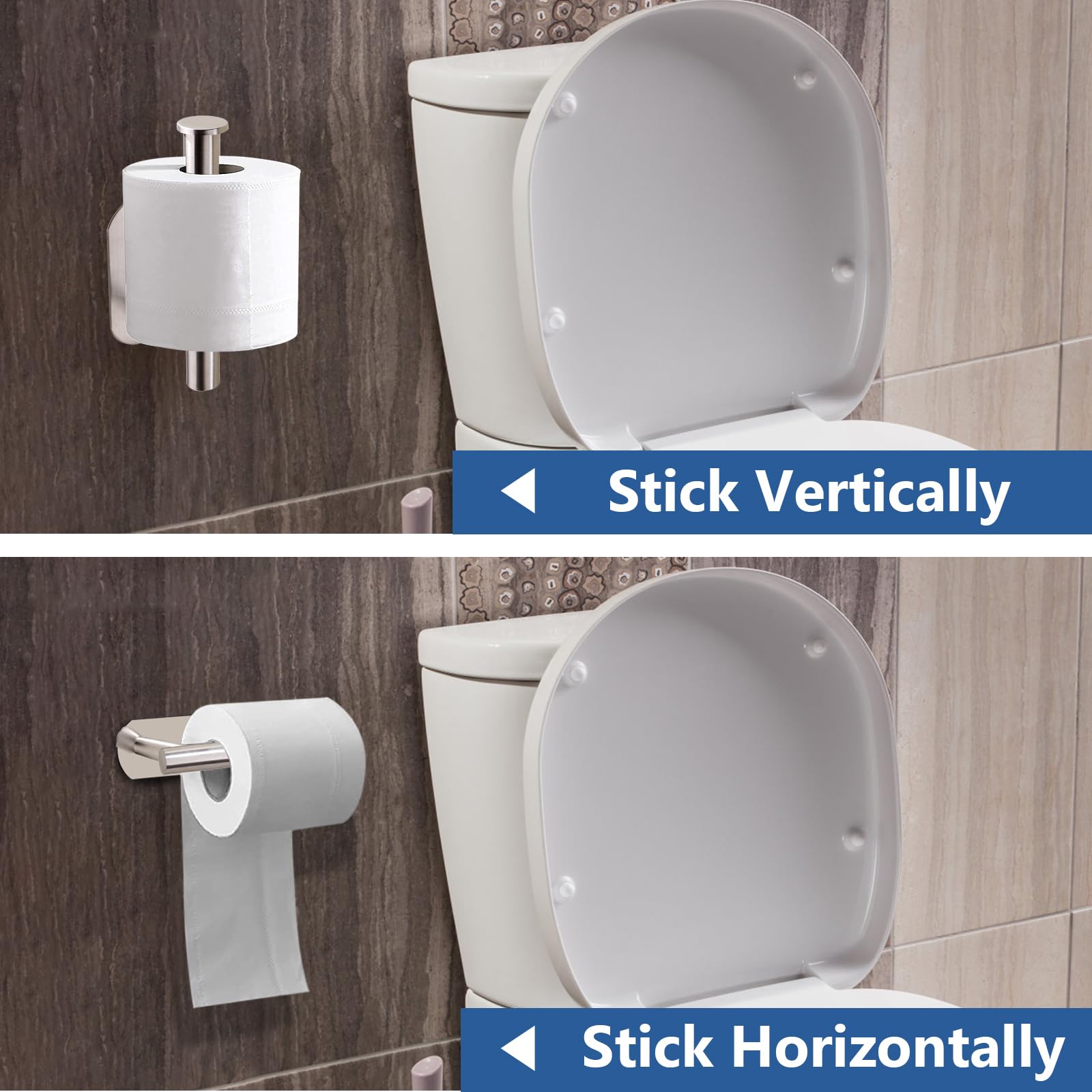 Soporte de papel higiénico autoadhesivo, de acero inoxidable grueso de alta calidad, resistente al óxido, soporte para rollo de papel higiénico, sin perforaciones, para baño, cocina, baño, color 6
