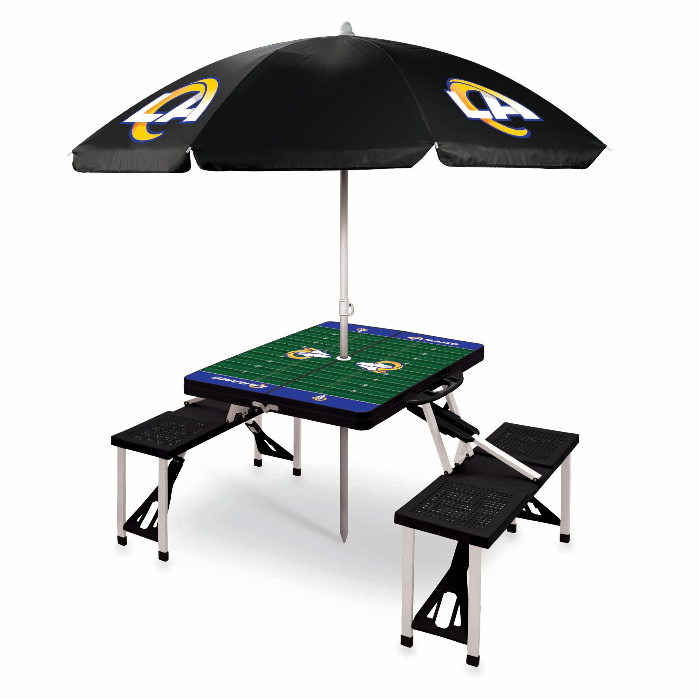 PICNIC TIME NFL Picnic Table Portable Folding Table with Seats and Umbrella