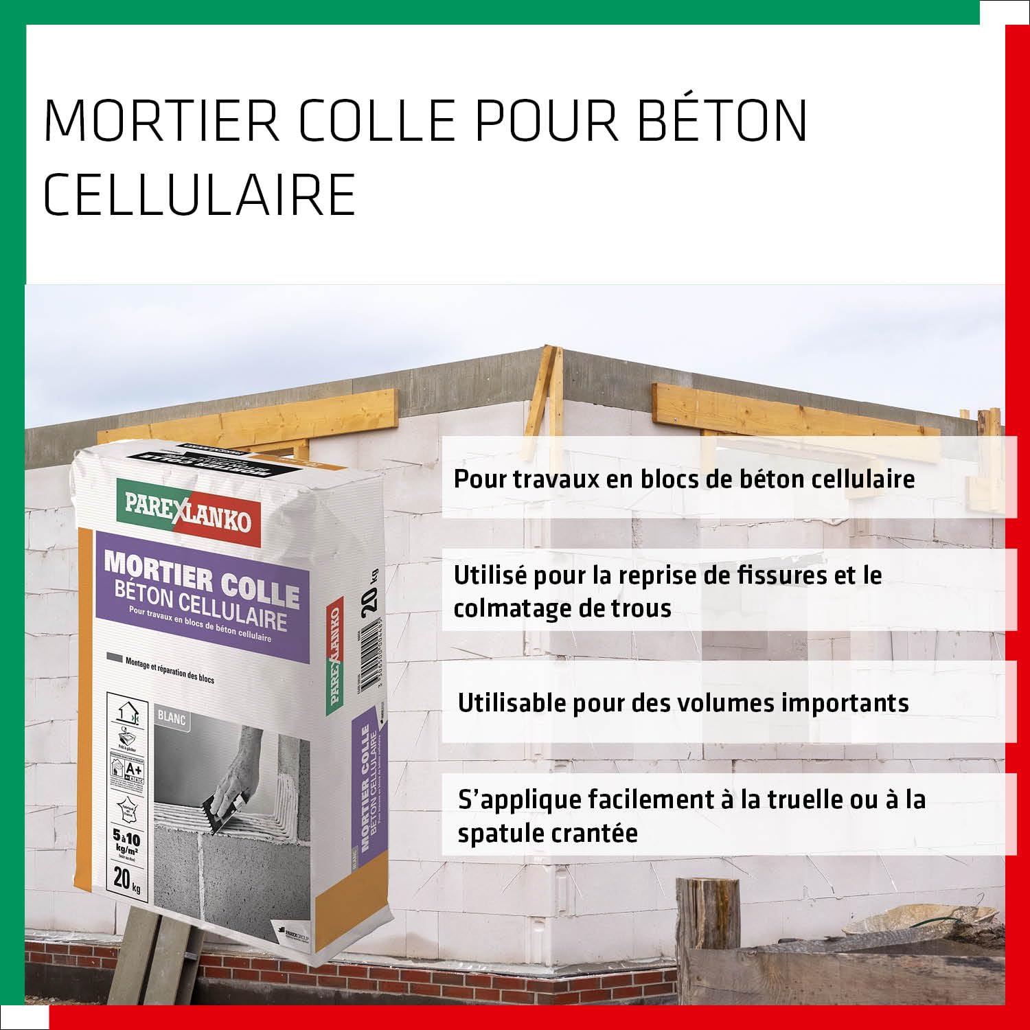 PAREXLANKO - Mortier Colle Béton Cellulaire - Blanc - 20kg