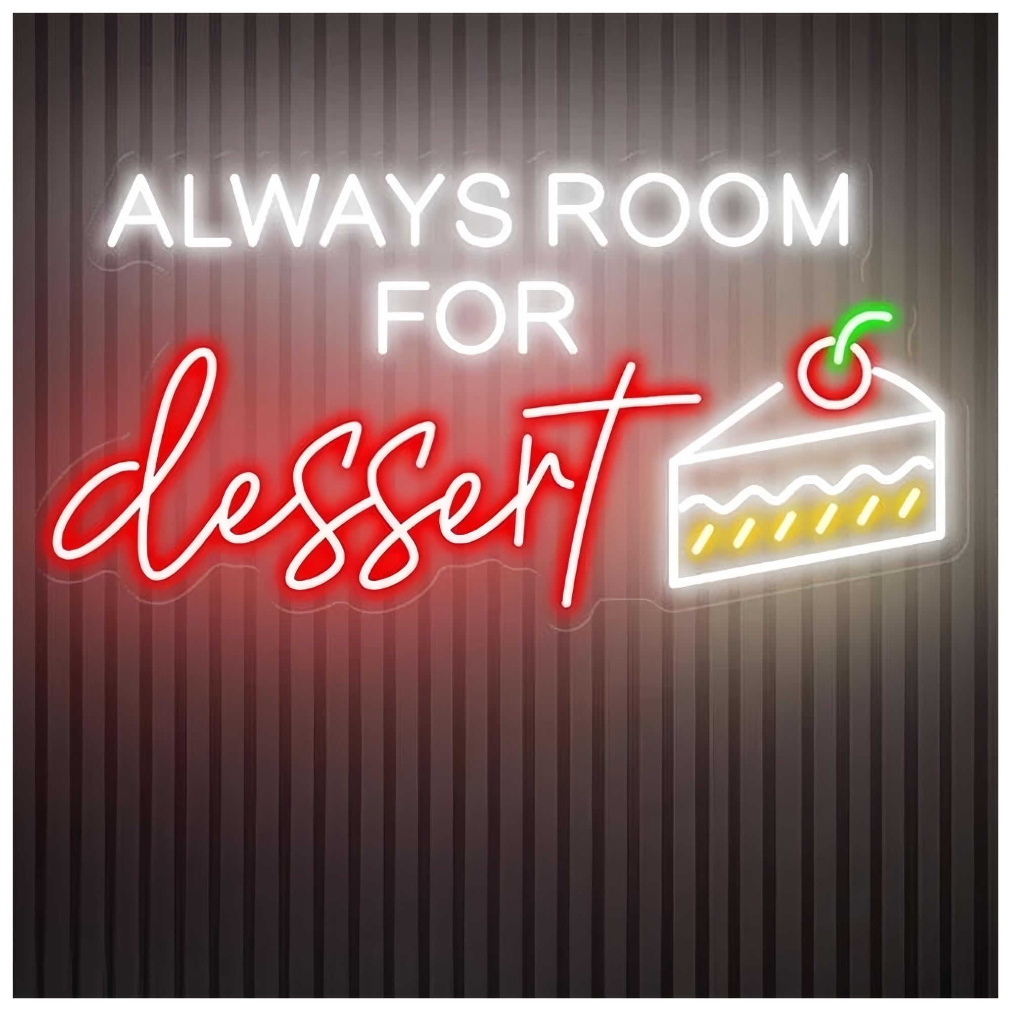 SHOUXI Sign Lamp Always Room for Dessert Neon Sign Bakery Shop Decor Light Cafe Welcome Sign Business Open Decor(D,90X49CM)