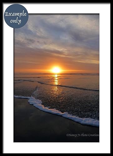 Miniatura 2 de Glowing Sunset Nature Photography Unframed Beach Wall Art for Home or Office Relaxing Pacific Ocean Portrait Coastal Scenery Orange Blue Brown Grey