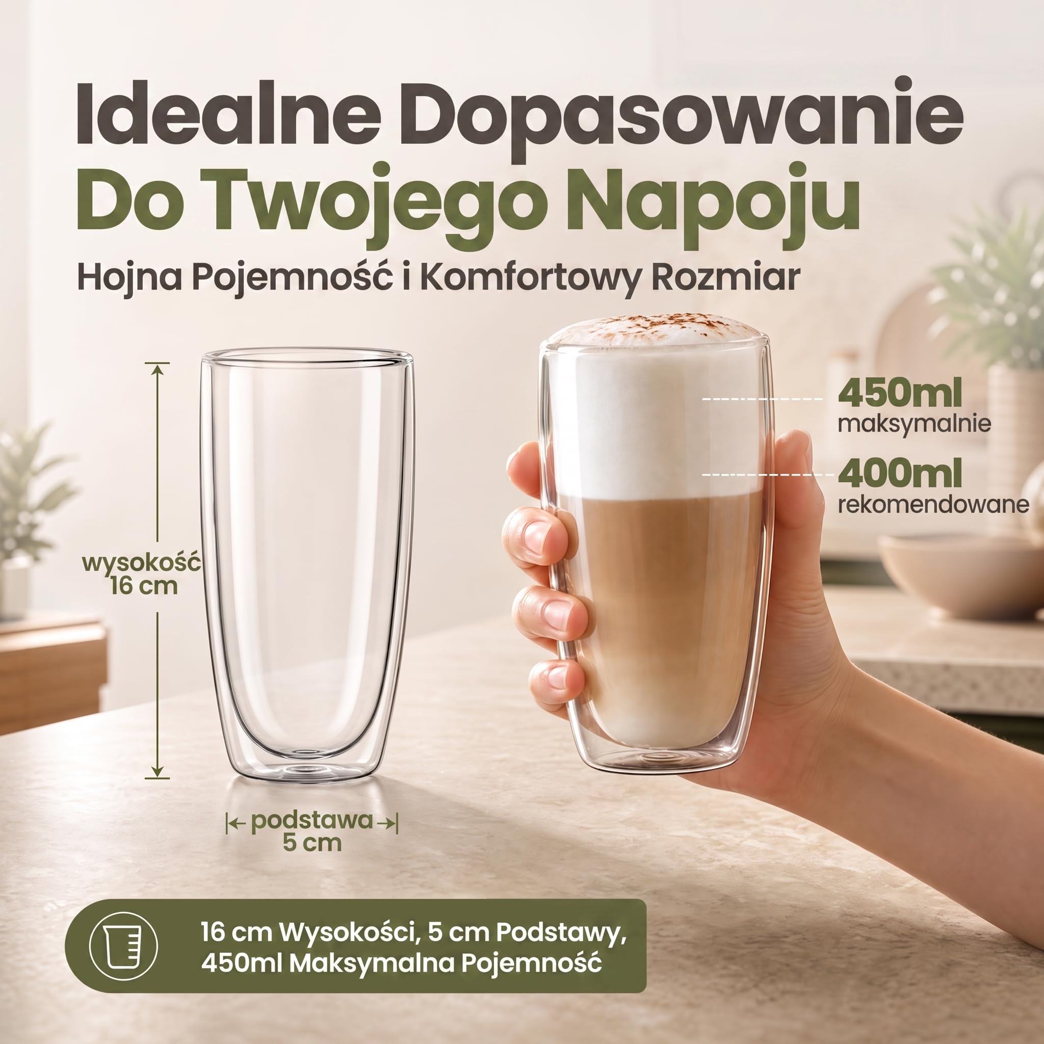 Dimono® Szklanki z Podwójną Ścianką 12 szt. - Latte & Koktajle | Ręcznie dmuchane szkło borokrzemianowe - efekt unoszenia napoju - do latte macchiato, wody i long drinków