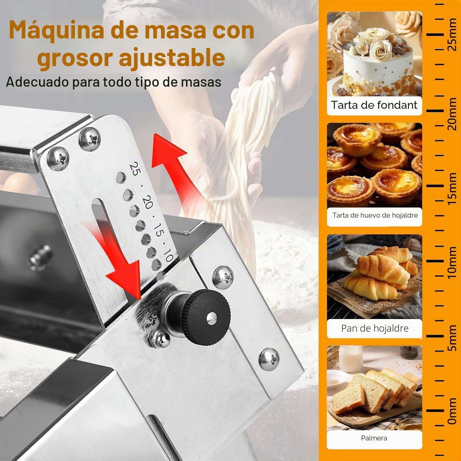 Máquina Manivela Laminadora de Masa - Laminadora de Fondant para Glaseado, Mazapán y Hojaldre | Máquina de Fondant de Fácil Instalación para Hogar o Pequeña Cocina Comercial A300
