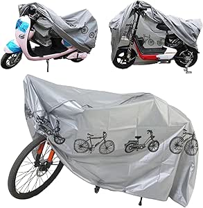 Telo Copri Bicicletta Copertura Impermeabile Per 2 Biciclette - Telo 200x100cm Con Riflettenti, Resistente UV E Pioggia Copertura Bici Impermeabile - Foto 3