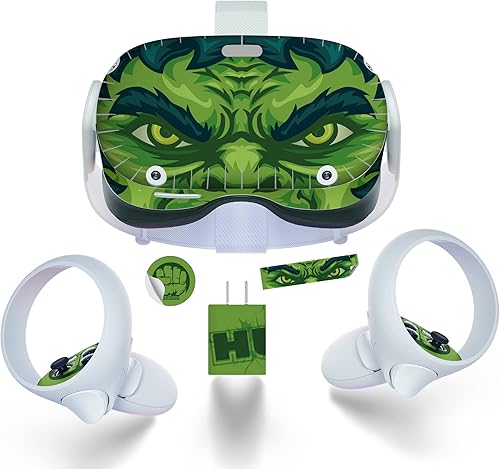 Incredible Green Beast VR Skin Wrap Decal for Oculus Quest 2 VR Headset - Easy-to-install Stickers for Meta Quest 2 VR2