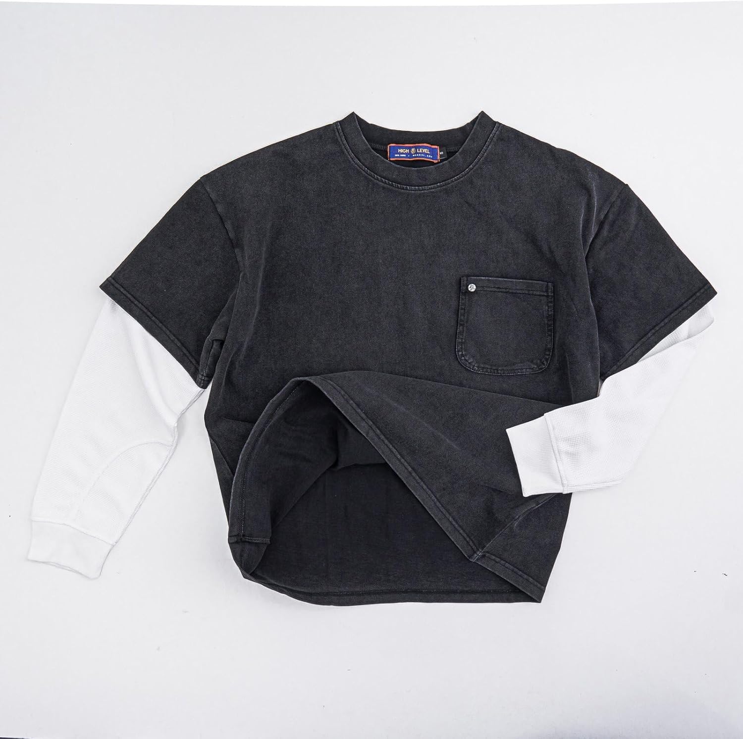 High Level HL Double Layer Stonewashed Boxy Crop T-Shirt