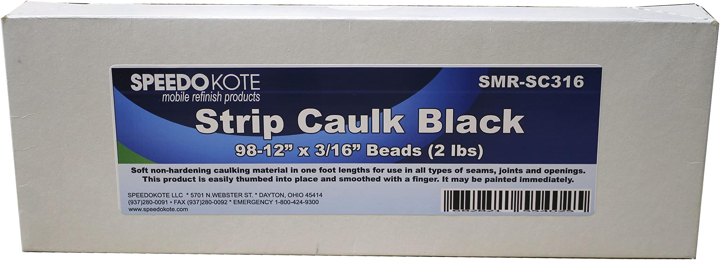 Black Strip Caulk, 98 one Foot Long (12” x 3/16”) Beads, SMR-SC316