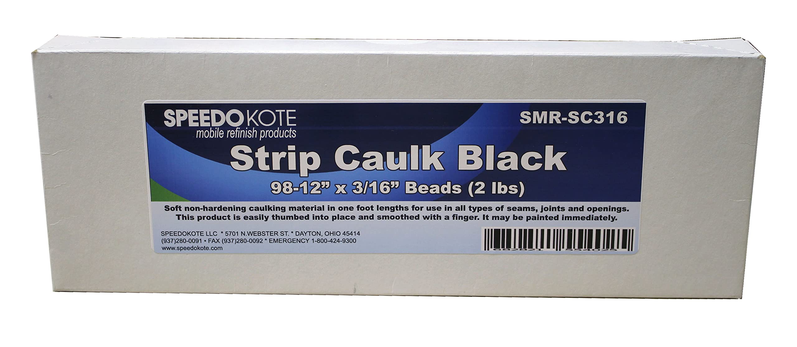 Black Strip Caulk, 98 one Foot Long (12” x 3/16”) Beads, SMR-SC316