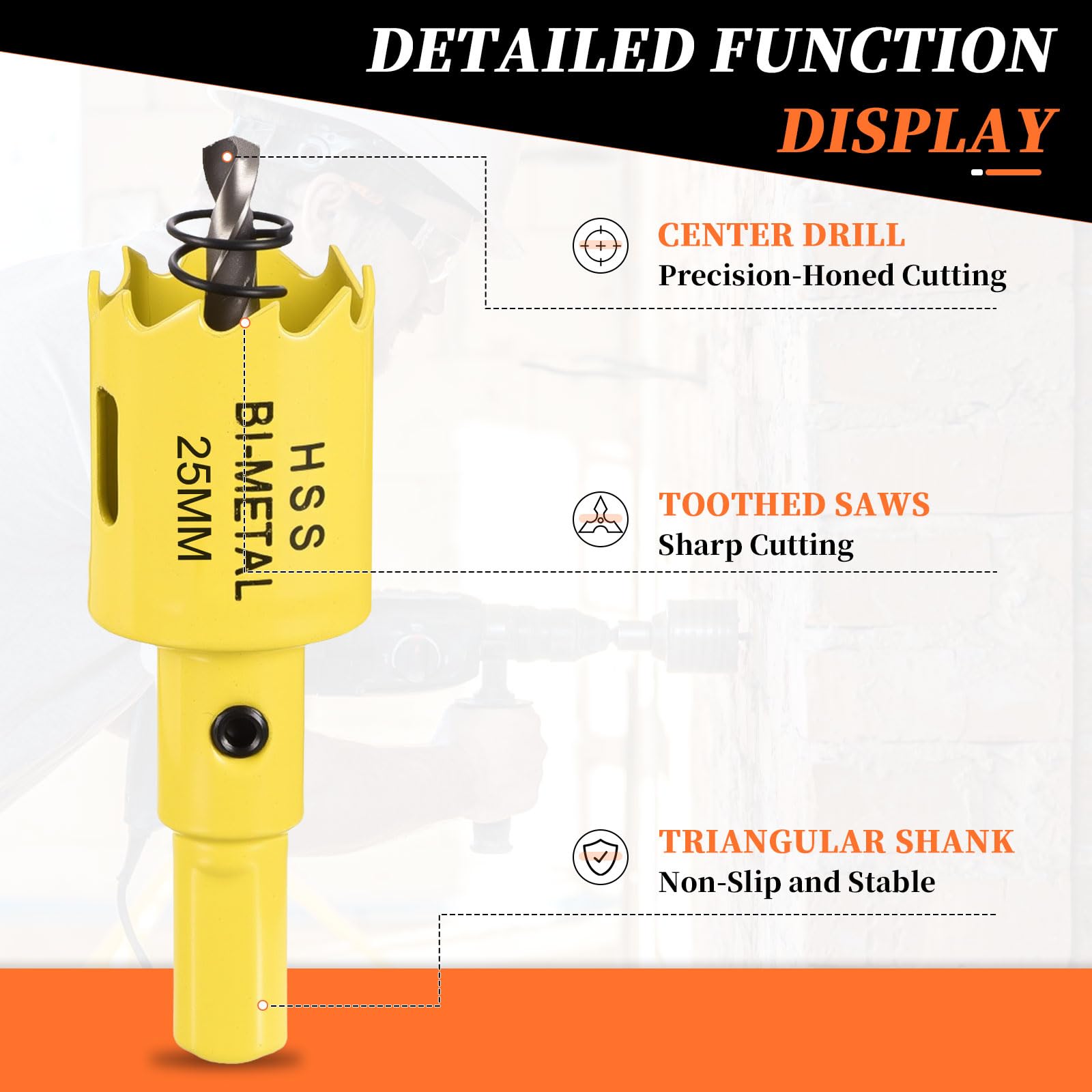 METALLIXITY Bi-Metal Hole Saw 31/32", M42 HSS Circular Head 25mm Hole Cutter with Center Drill Bit - Image 3