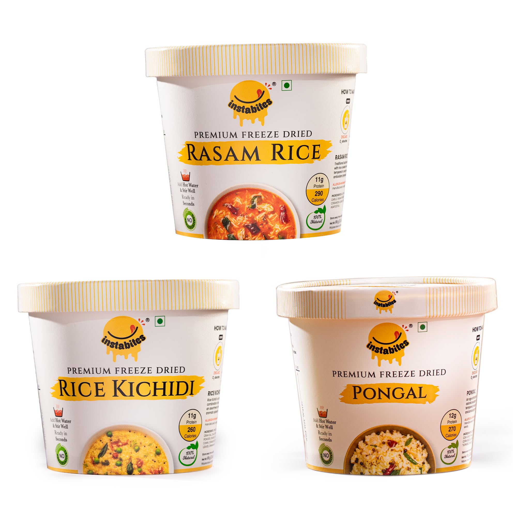 Instabites Ready To Eat Combo of Rasam Rice, Rice Kichidi, Pongal No Added Preservatives and Ready to Eat in Minutes - Pack of 3 (B0D3C6DB3F) Amazon Price History, Amazon Price Tracker