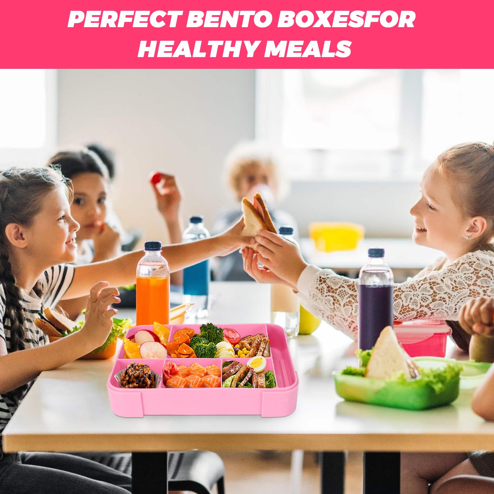 Sprifityy Pudełko śniadaniowe dla dzieci z przegródkami, Bento Box dla dzieci, 1330 ml, szczelne pudełko na lunch