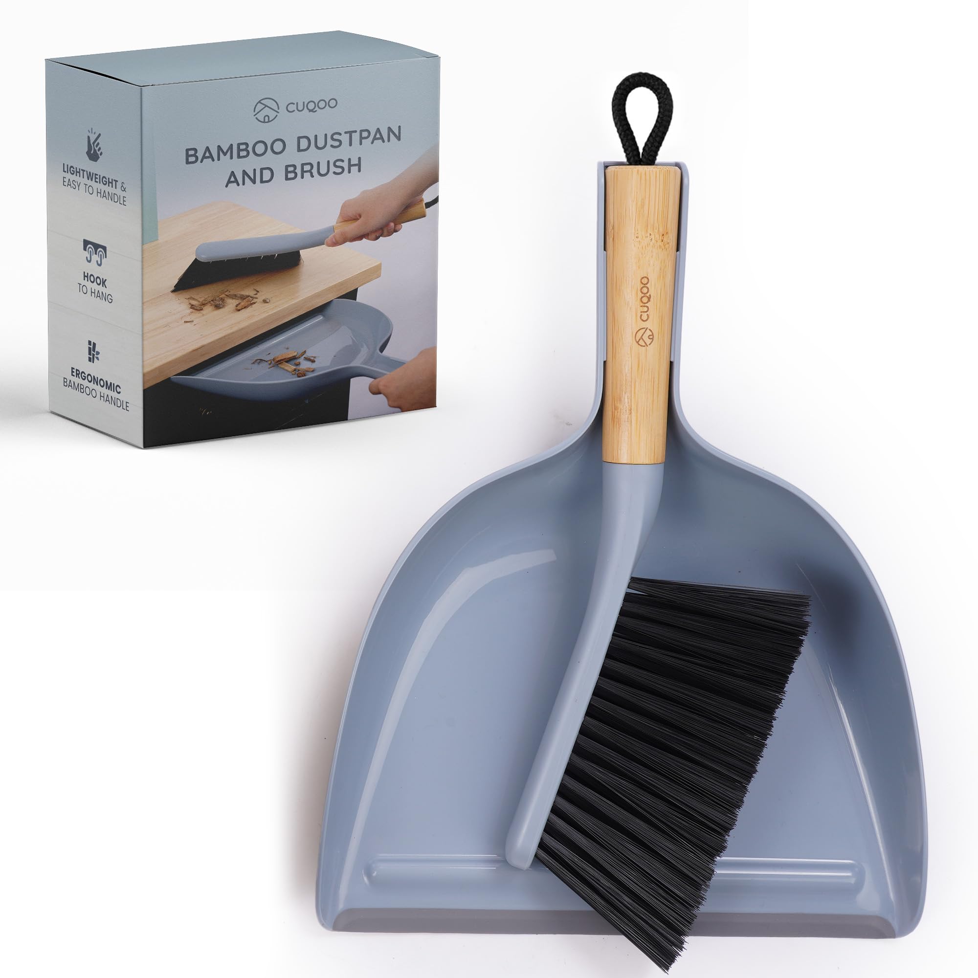 Cuqoo Small Bamboo Dustpan And Brush Set Compact Wooden Handle Soft Bristle Mini Broom And Pan For Kitchen Worktops And Floors from B&Q