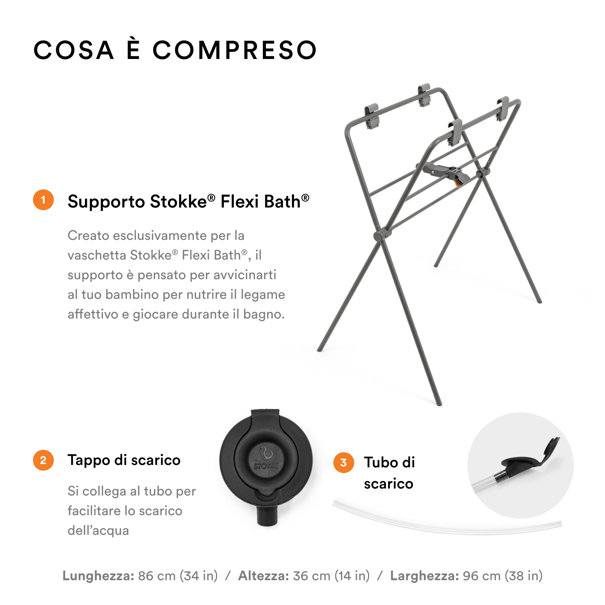 Stokke - Supporto da bagno Flexi, colore: grigio, non compatibile con Flexi Bath XL, ideale per neonati fino a 10 kg
