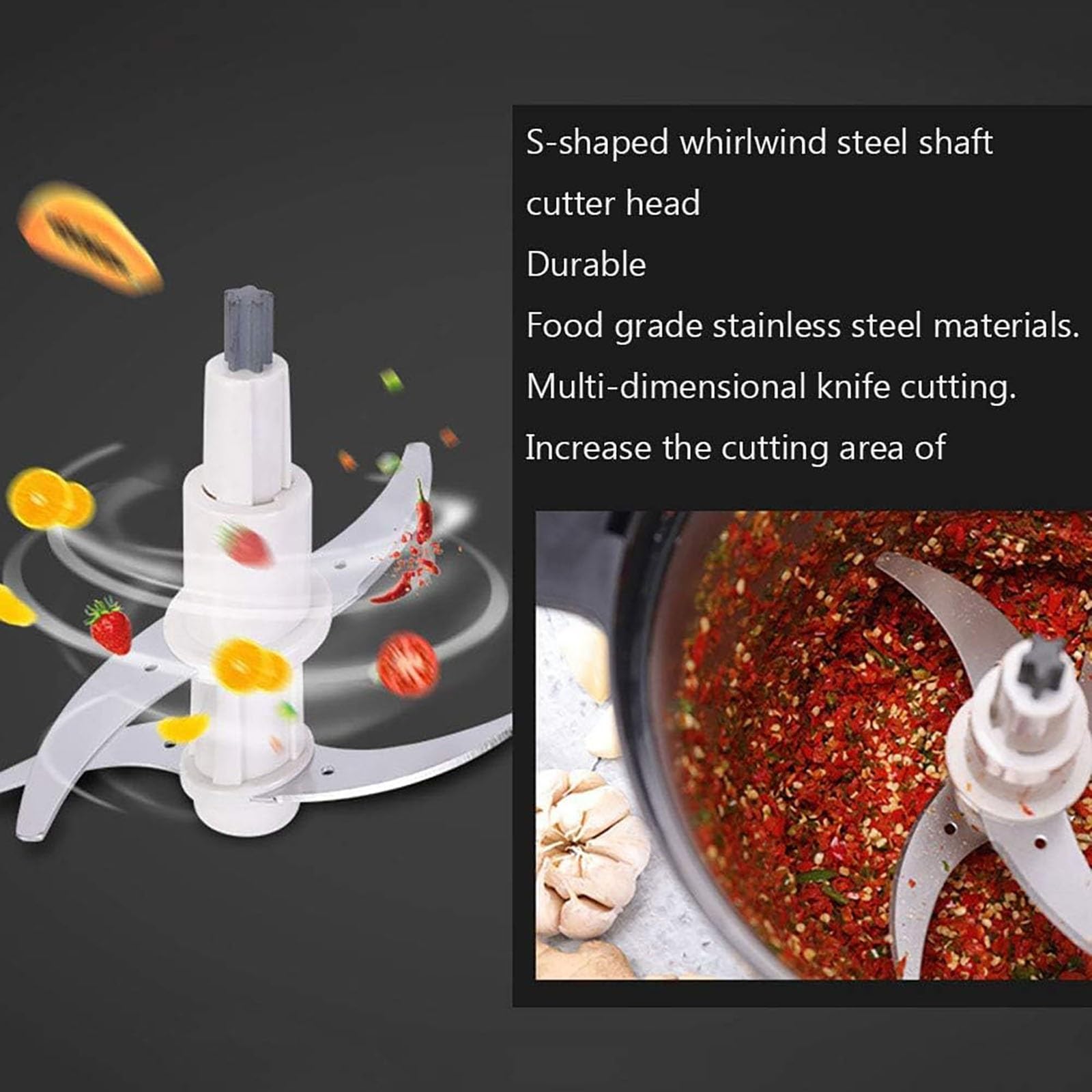 Generico Tritatutto Elettrico da banco in Acciaio Inossidabile da 6 Litri con 4 Lame, 1200 W | Robot da cucina, tritacarne e tritacarne for frutta secca, frutta e spezie. Ciotola for uso alimentare