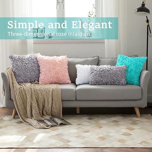 Miniatura 3 de MIULEE Funda de almohada decorativa 3D de primavera romántica de gasa con relleno de almohada de 12 x 20 pulgadas