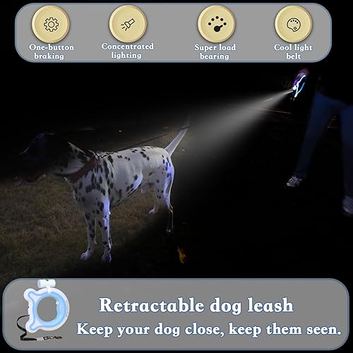 Miniatura 2 de Pets - Correas retráctiles para perros de 9.84 pies con LED de hasta 66 libras, mango antideslizante y correa de paseo para perros sin enredos de
