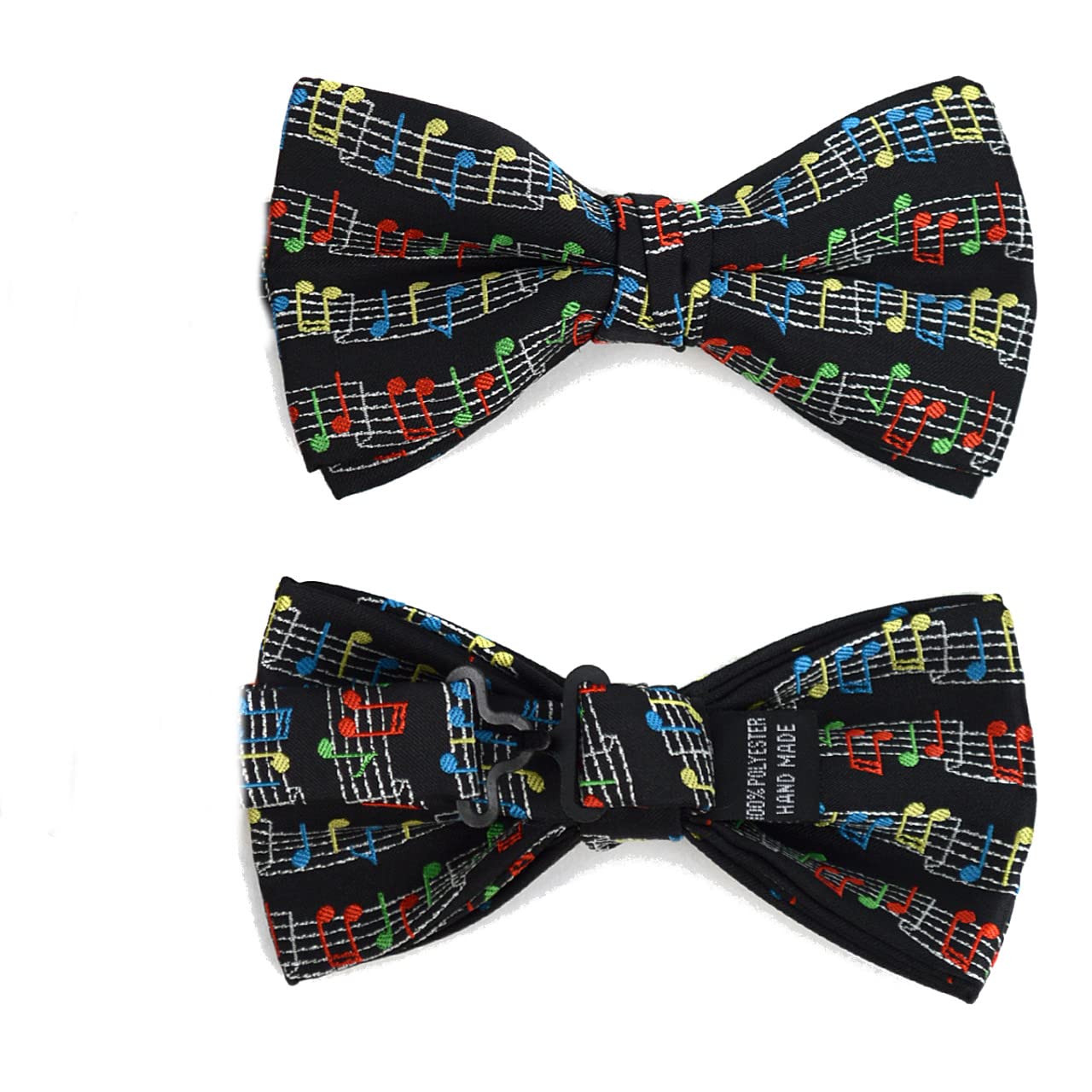 Men's Colorful Musical Music Notes Banded Pre-Tied Bow Tie