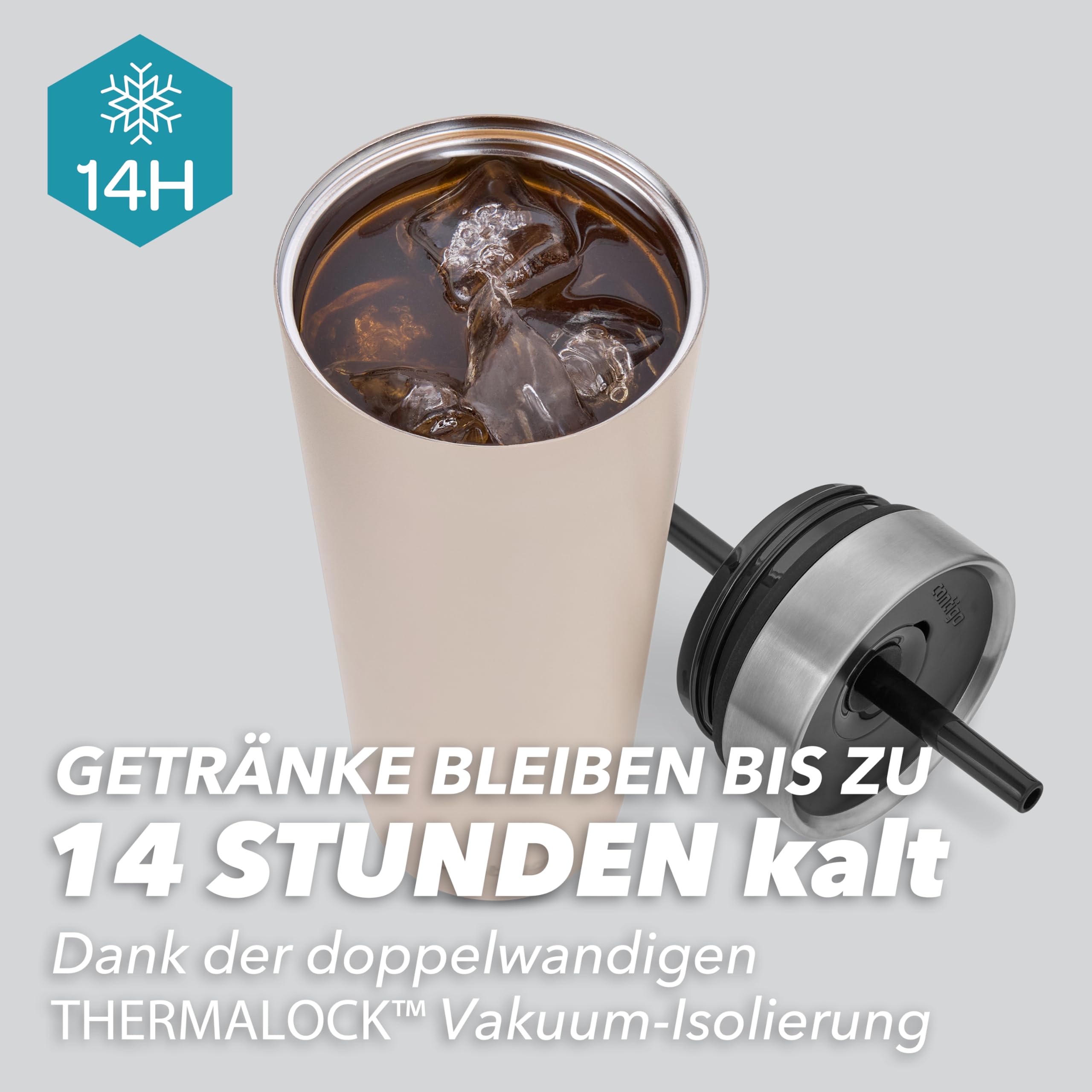 Contigo No-Spill Tumbler | Thermosflasche mit Strohhalm | 720 ml