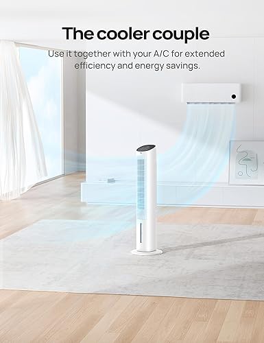 Miniatura 5 de Dreo Enfriador evaporativo de pantano de aire, ventiladores de pie de 40 pulgadas que soplan aire frío, ventilador de enfriamiento oscilante sin