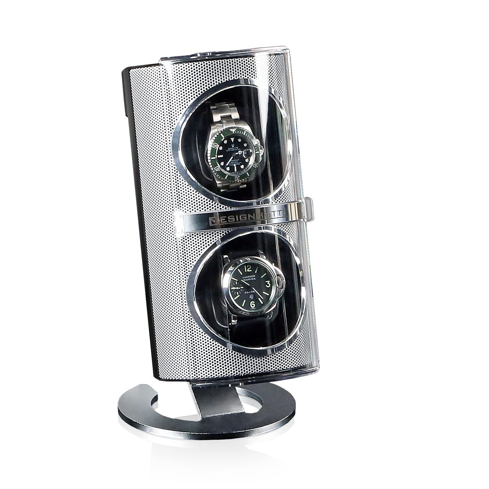DESIGNHÜTTE® Uhrenbeweger Seno Silber für 2 Automatikuhren