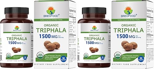 Miniatura 7 de Brieofood Triphala Orgánica 1500mg, 45 Porciones, Vegetariana, Sin Gluten, 90 Tabletas Vegetarianas