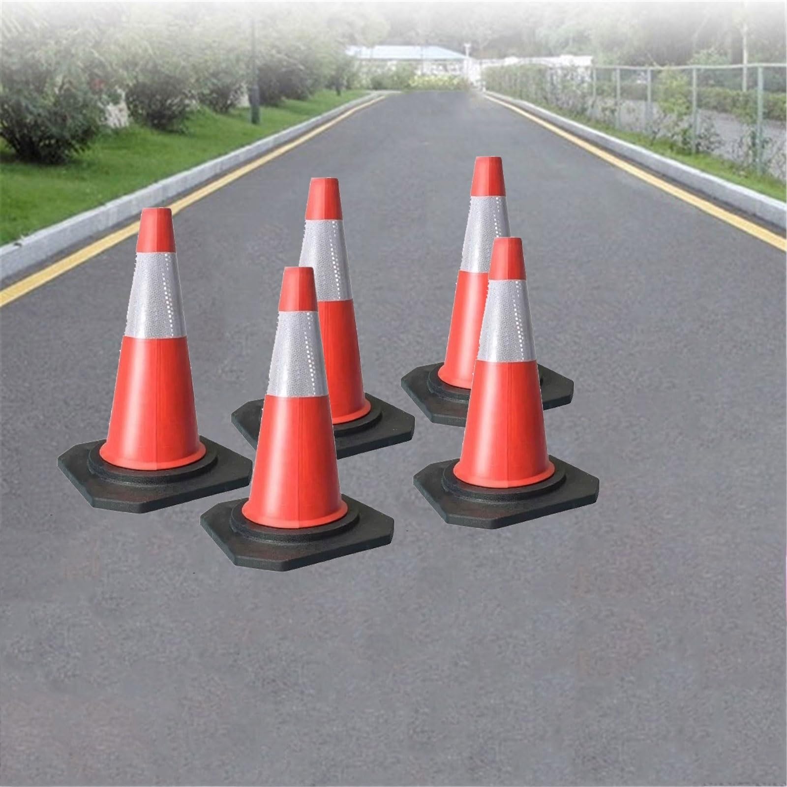 Cône de signalisation Lot de 5 cônes de signalisation EVA de 50 cm avec col réfléchissant for sports de plein air, slalom, entraînement de football Route