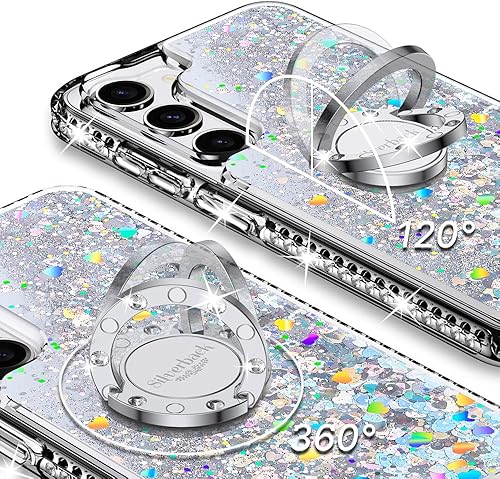 Miniatura 3 de Silverback Funda para Samsung Galaxy S23 Plus, funda con purpurina holográfica líquida en movimiento con soporte, para niñas y mujeres, funda