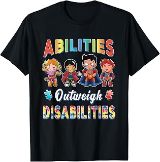Autism Awareness Boy Abilities Outweigh Disabilities Teacher T-Shirt