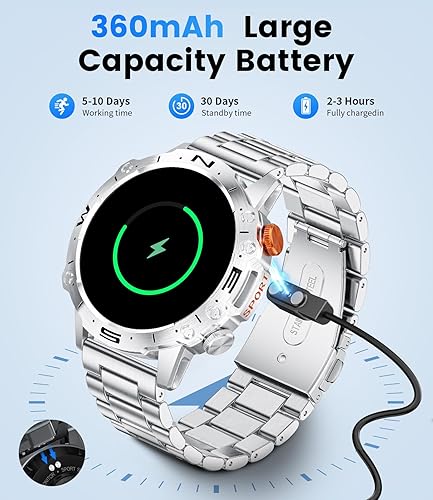 Miniatura 6 de Relojes inteligentes para hombres, recordatorio de mensaje de llamada de voz, pantalla AMOLED de 1.43 pulgadas con monitor de actividad física de 24