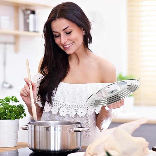 Miniatura 6 de Tapa universal para ollas y sartenes, tapa de olla para ollas y sartenes de 8.2, 9, 10, 11, 12 y 12.5 pulgadas, tapa de sartén de repuesto grande,