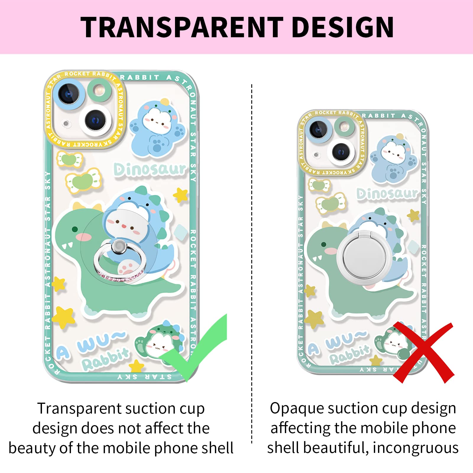 Bewudy 4 Pcs Diamond Phone Ring Holder Grip, Transparent Cell Phone Finger Ring Grip Kickstand, 360° Degree Rotation Finger Ring Stand, Compatible with Most of Phones Tablet and Case - 4