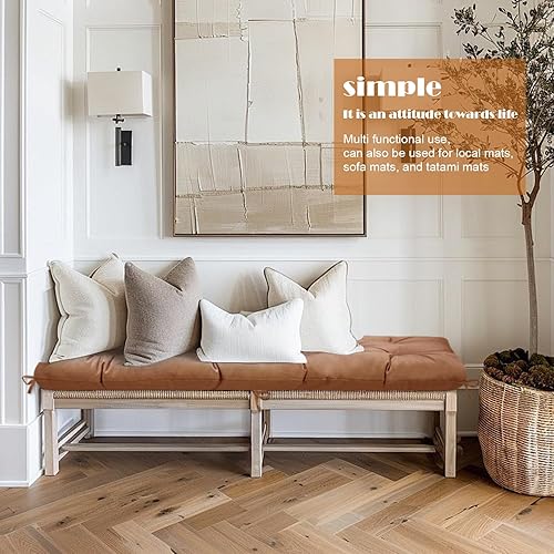 Miniatura 4 de Cojín impermeable para silla columpio para exteriores, muebles de jardín, sofá biplaza, 40 x 20 pulgadas, cojines de asiento de mimbre impermeables