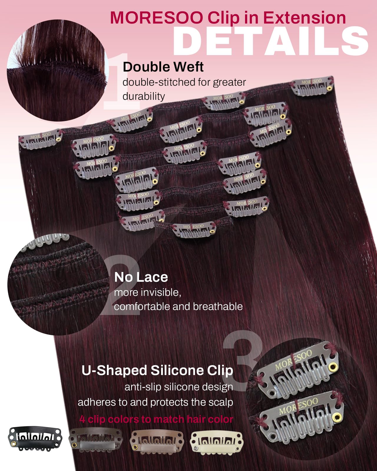 Moresoo Clip in Hair Extensions Real Human Hair Balayage Medium Brown and Blonde Real Hair Extensions Clip in Human Hair for Women Full Head 22 Inch 7pcs/120g #4/6/613 — view 57
