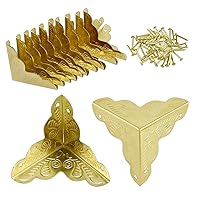 Vista 9 de SDTC Tech Paquete de 12 protectores de esquina de muebles de 1 x 1 pulgada, borde triangular de bronce antiguo, protector decorativo de esquina
