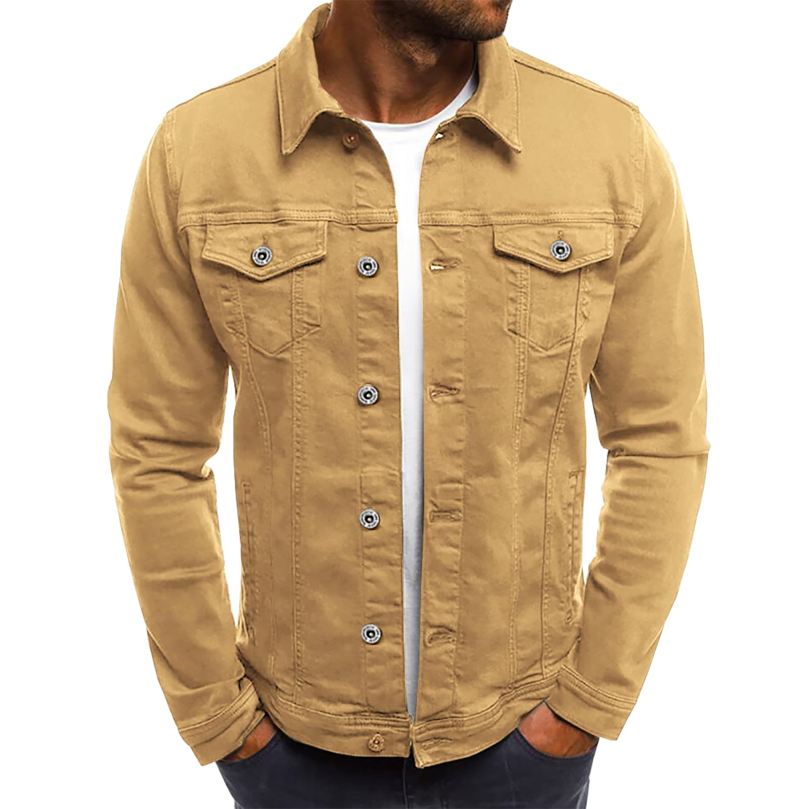 Men's Casual Classic Denim Jacket Slim Fit Fashion Jean Coat