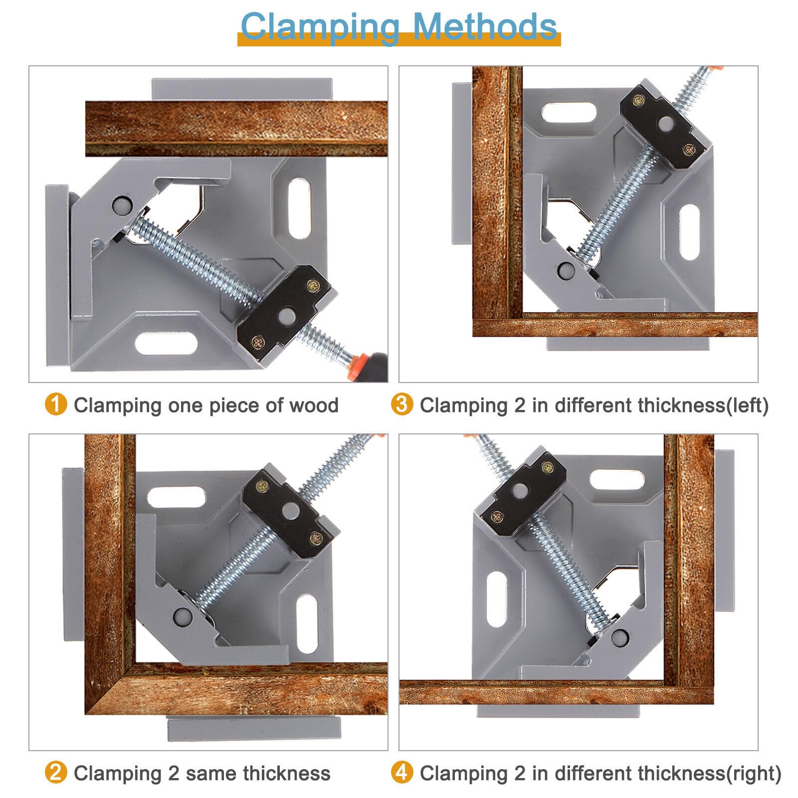 Inditrust 90° Right Angle Clamps/Corner Clamp tools for Carpenter, Welding, Wood-working, Engineering, Photo Framing (Single Handle Corner Clamp) grey 3