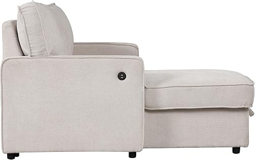 Miniatura 4 de Sofá biplaza convertible 3 en 1 con sofá cama extraíble y decoración de cabeza de clavos, respaldo reclinable con botones y 2 almohadas para el