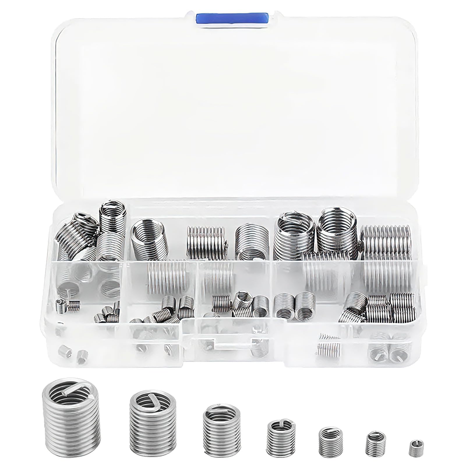 60 Pcs Self-Tapping Thread Inserts, M3 M4 M5 M6 M8 M10 M12 Stainless Steel Helicoil Thread Repair Insert Kit for Metal,Plastic, Industrial Maintenance, Automotive,DIY Projects