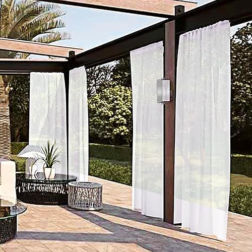 Miniatura 2 de SpaceDresser Cortinas Transparentes Impermeables para ExterioresPatio - 2 Paneles con Bolsillo para Barra Cortina Transparente de Voile para