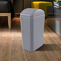 Vista 5 de Bote de basura pequeño y delgado de 12 L con tapa giratoria, paquete de 2, cubo de basura de plástico gris, F