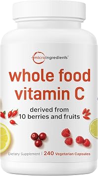 Micro Ingredients Whole Food Vitamin C Complex, 240 Vegetarian Capsules | 10-in-1 Fruit & Berry Blend | with Acerola, Amla, Goji Berries, Rose Hip, Cranberry Extracts | Non-GMO, Vegan, Gluten Free