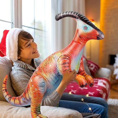 Miniatura 6 de Juguete inflable de fiesta de dinosaurios de 34 pulgadas, detalles realistas, material de vinilo duradero para niños y adultos, ideal para