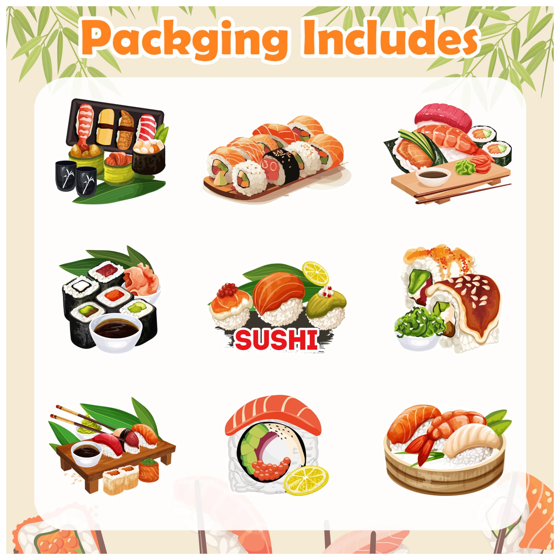 9 centros de mesa de panal de sushi para decoración de mesa, decoraciones de mesa de sushi para comida japonesa, decoraciones de fiesta de sushi, suministros de fiesta de cumpleaños de sushi 5