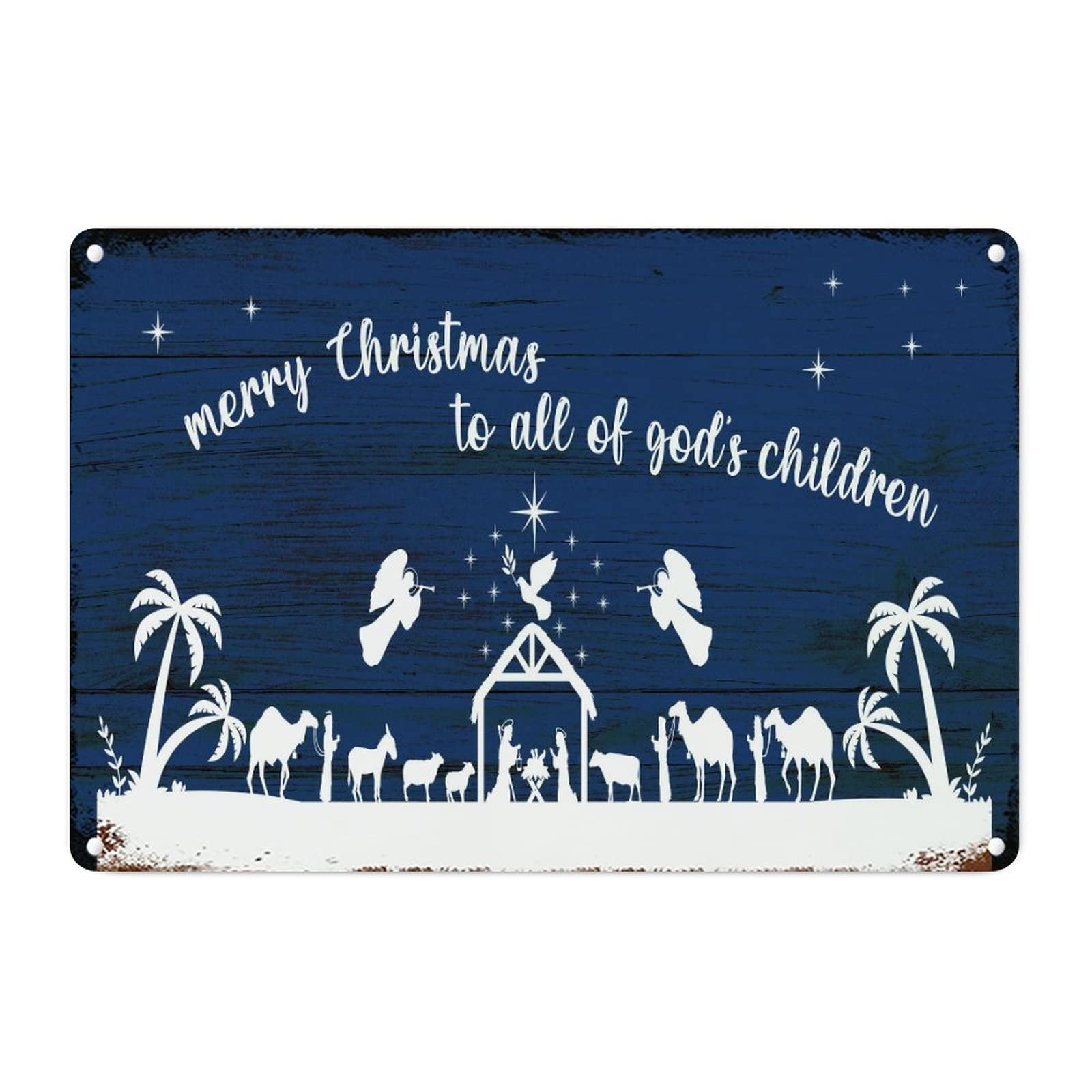Panneau de Noël en métal bleu marine, cadeau d'anniversaire rustique