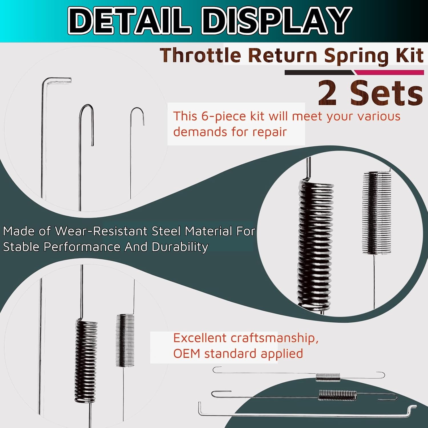 HuGuWdy 2 Sets Throttle Return Spring Kit for 196cc 200cc 208cc 212cc 224cc for Predator Coleman Honda GX120 GX160 GX200 BT200X CT200U KT196 Baja MB200 Engine Mini Bike Go Kart Parts