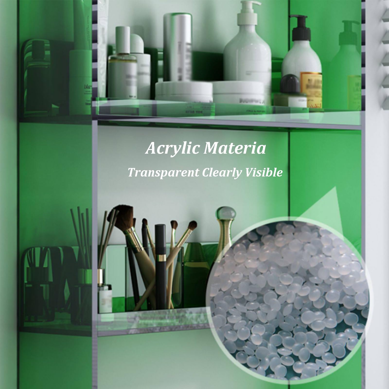 Estante De Almacenamiento Acrílico De Montaje En Pared, Repisas Flotantes De 3 Niveles, Organizador De Maquillaje Compacto para Dormitorio, Baño, Cocina Y Decoración(Transparent)