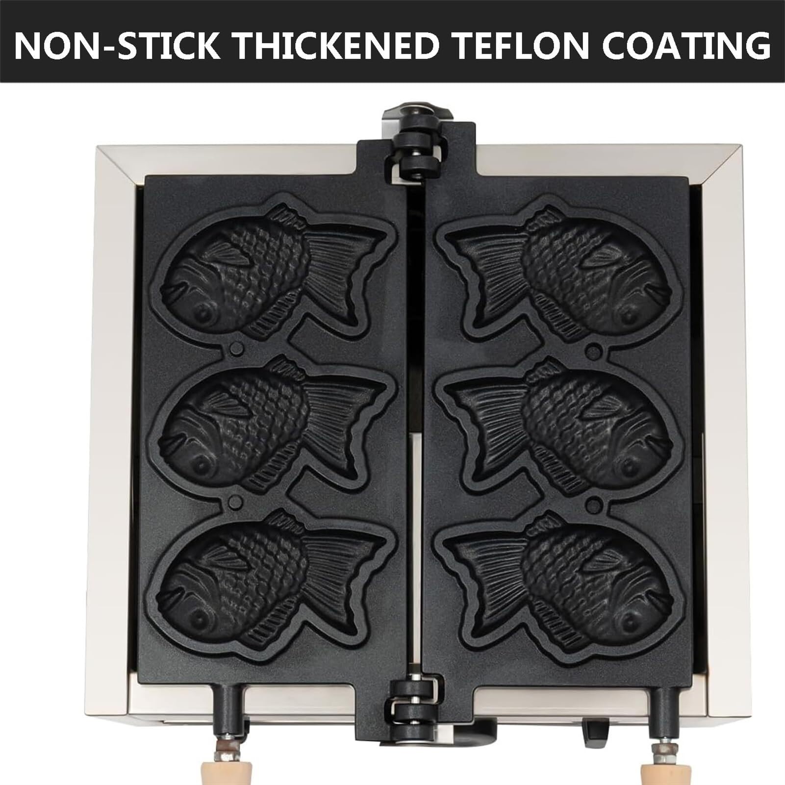 Macchina per Waffle a Forma di Pesce per Uso Commerciale, 3 Pezzi, Macchina per Waffle Taiyaki Giapponesi Antiaderente, Macchina elettrica per Waffle in Acciaio Inossidabile da 140,