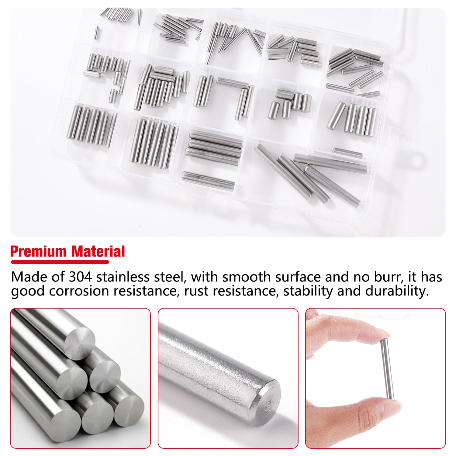 YIXISI 103 Pezzi 22 Misurare M2 / M3 / M4 / M5 Kit Cilindrica Perno in Acciaio Inox 304, Cilindrico Supporto Mensola Pin Fissaggio, per Fissare la Posizione di un Componente