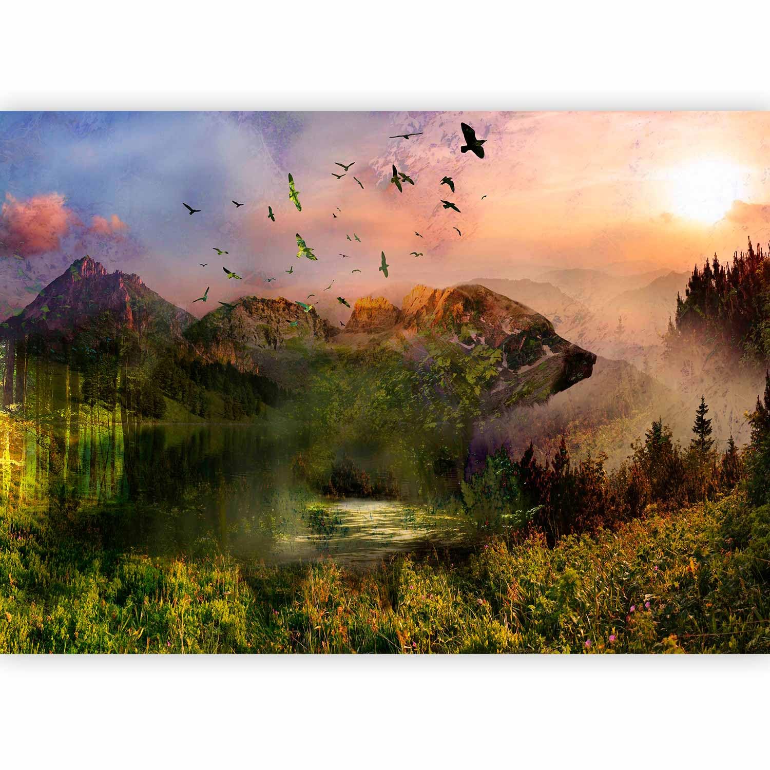 murando - Carta da Parati Adesiva Foresta Bosco 196x140 cm Fotomurali Adesivi Murali Rivestimento Parete Moderna per Pareti Adesiva Muro Decorativo Fotomurale Soggiorno - Montagnes Indossare